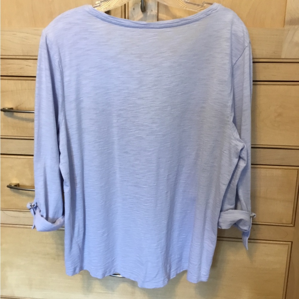 Chico's Light Blue 3/4 Sleeve size 2 (medium= size 12) soft stretchy lightweight - Picture 2 of 7